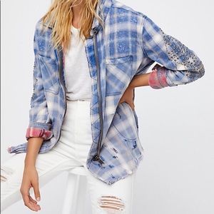 Free People Plaid distressed shirt/jacket